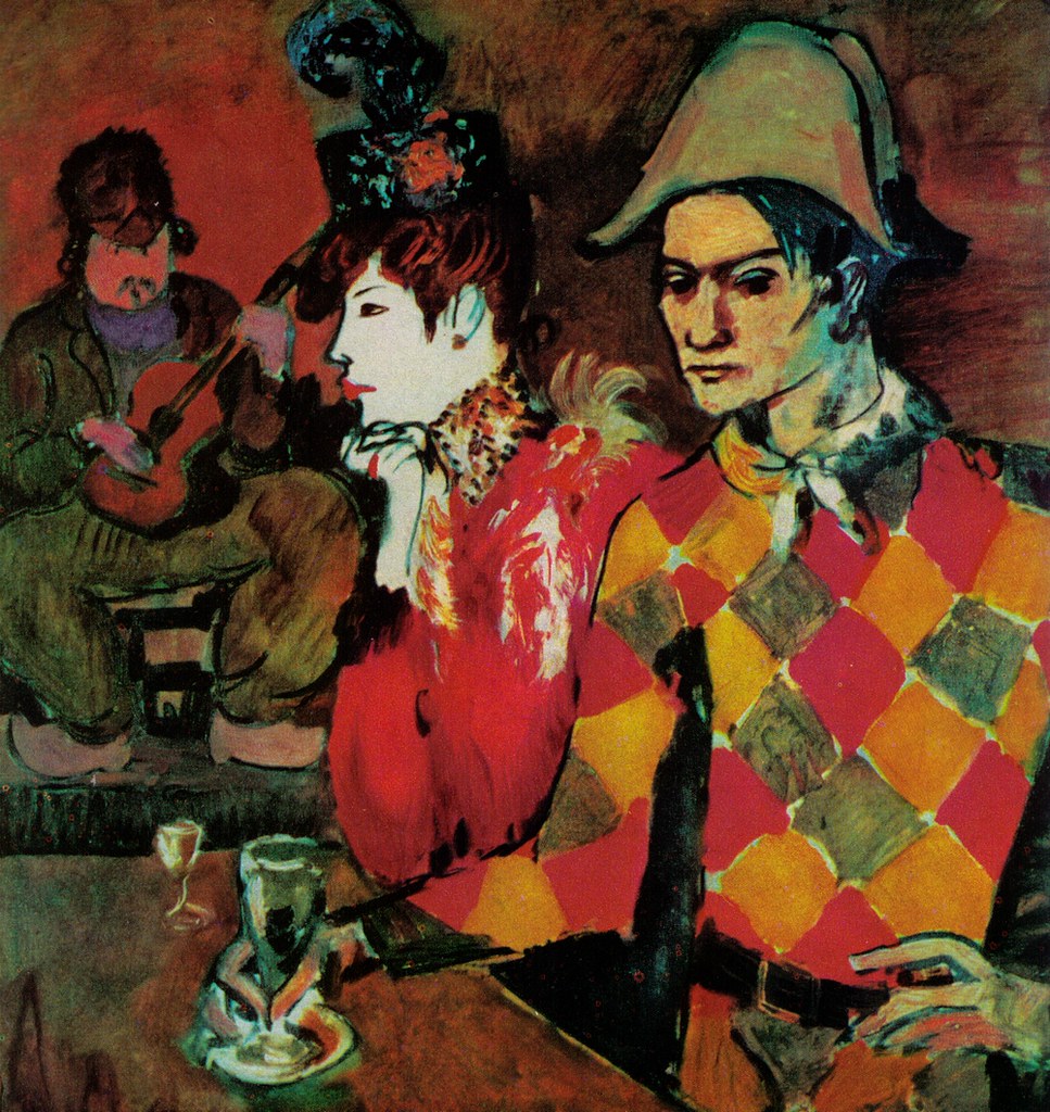 Autoritratto da Arlecchino al caffè, Pablo Picasso
