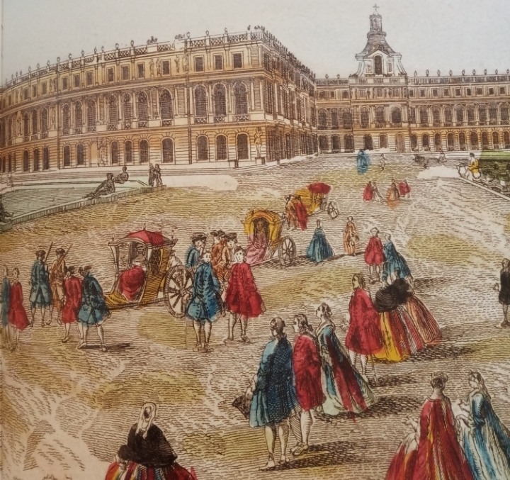 Il castello di Versailles, particolare da un'incisione del XVIII secolo