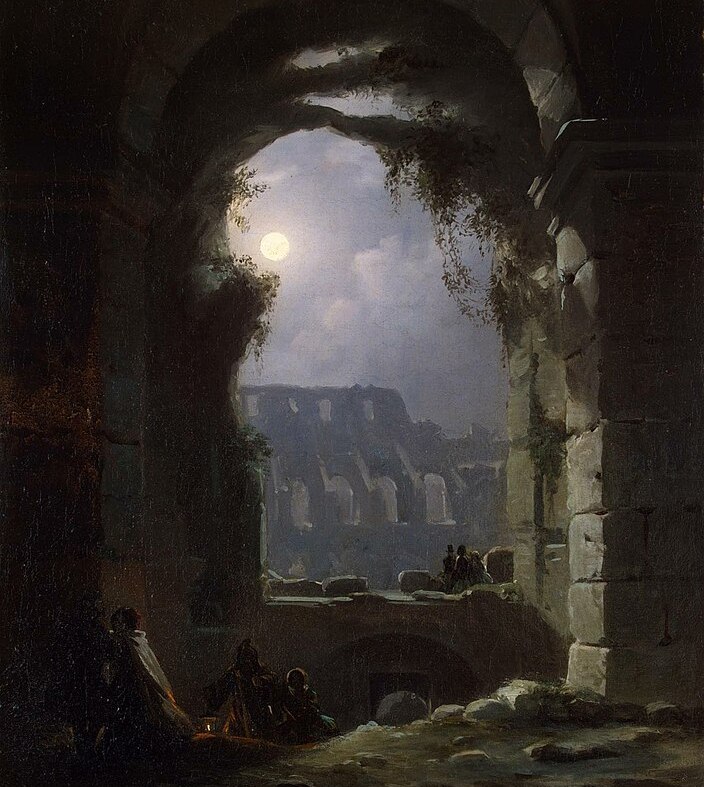 Vista del Colosseo di notte di Franz Ludwig Catel, 1830
