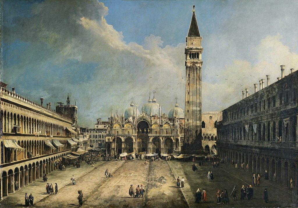 Piazza San Marco verso la Basilica, Canaletto, 1723