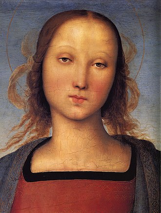 Madonna col Bambino, particolare, di Pietro Perugino