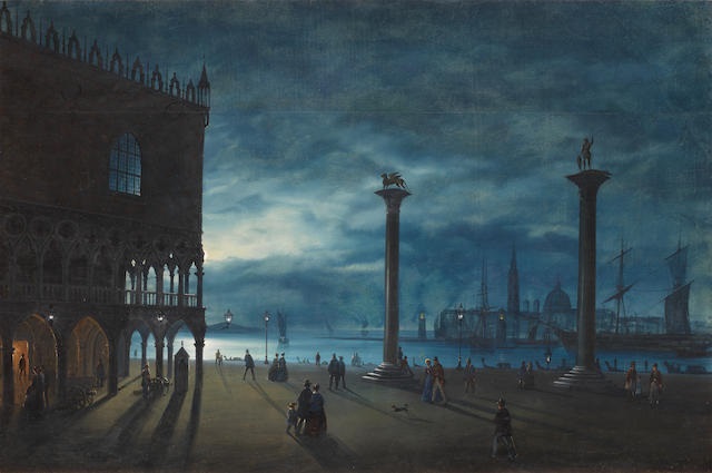 Piazzetta San Marco al chiaro di luna, Ippolito Caffi, 1840