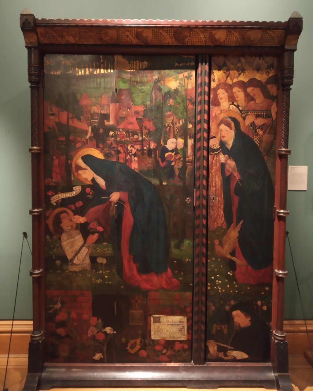Armadio dipinto da Burne Jones come dono di nozze per Morris e Jane Burden,  
su idea di Philip Webb, all'Ashmolean Museum, Oxford